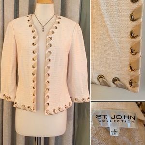 🎉HP🎉  St. John Open Ivory Jacket Grommet Ribbon